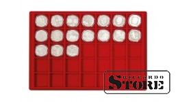 Tray for 35 coins with a diameter of up to 39 mm, red.