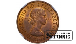 Didžioji Britanija 1967 metų pusė penso, Elžbieta II, NGC MS 64 RB