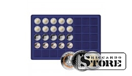 Tray for 40 coins with a diameter of up to 34 mm, dark blue.