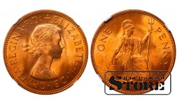 Jungtinė Karalystė Karalienė Elžbieta II (1953 - 1967), 1 Penis 1967, NGC MS 65 RD