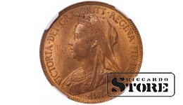 Didžioji Britanija Karalienė Viktorija (1838 - 1901), 1/2 penas 1898, NGC MS 63 RB