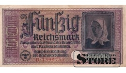 Vokietija 50 Reichsmarkių 1940-1945, Serija D 1399735, XF+, P-R140