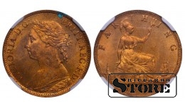 Jungtinė Karalystė, 1 farthing, 1890 metai, NGC, MS 64 RB