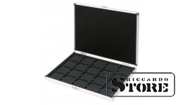 ALU numismatic case for 20 coin holders 50x50 mm or CARRÉE/OCTO coin capsules, with a black tray. SPECIAL OFFER.