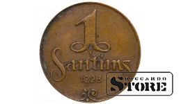 1928 Latvia Coin Bronze Coinage Rare 1 santims KM# 1 #LV4396