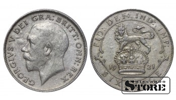 1921 m. George V Jungtinė Karalystė moneta, Sidabras, 6 pensai KM# 815a #UK3474