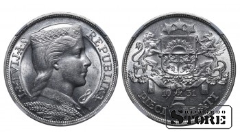 Latvija Albertas Kviesis (1930 - 1934), 1931 5 latų NGC MS 60