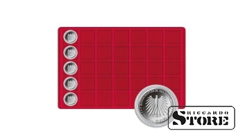 Tray for 35 coins with a diameter of up to 39 mm, red.