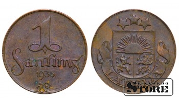 1935 Latvia Coin Bronze Coinage Rare 1 santims KM# 1 #LV4398