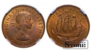 1962 metų Elžbietos II pusė penso, NGC MS64 RB