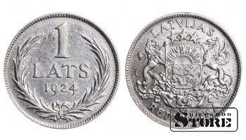 1922 LATVIAN COIN SILVER AG COINAGE RARE FIRST REPUBLIC 1 Lats KM #7 #LV862