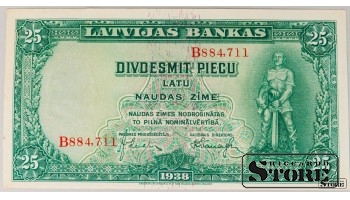 Latvija, 25 lats, 1938 m., XF, B884711