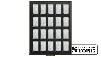 Нумизматический бокс RAUCHGLAS BLACK SAMT для 20 прямоугольных монетных капсул S22552747P (в комплекте)