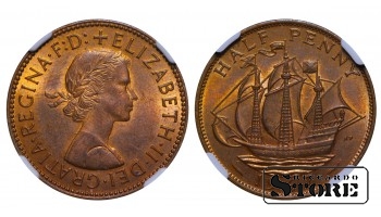 Didžioji Britanija 1967 metų pusė penso, Elžbieta II, NGC MS 64 RB