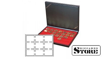 NERA M case with a light red tray for 9 slabbed coins measuring 63x85 mm from American grading companies.