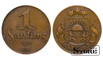 1928 Latvia Coin Bronze Coinage Rare 1 santims KM# 1 #LV4396